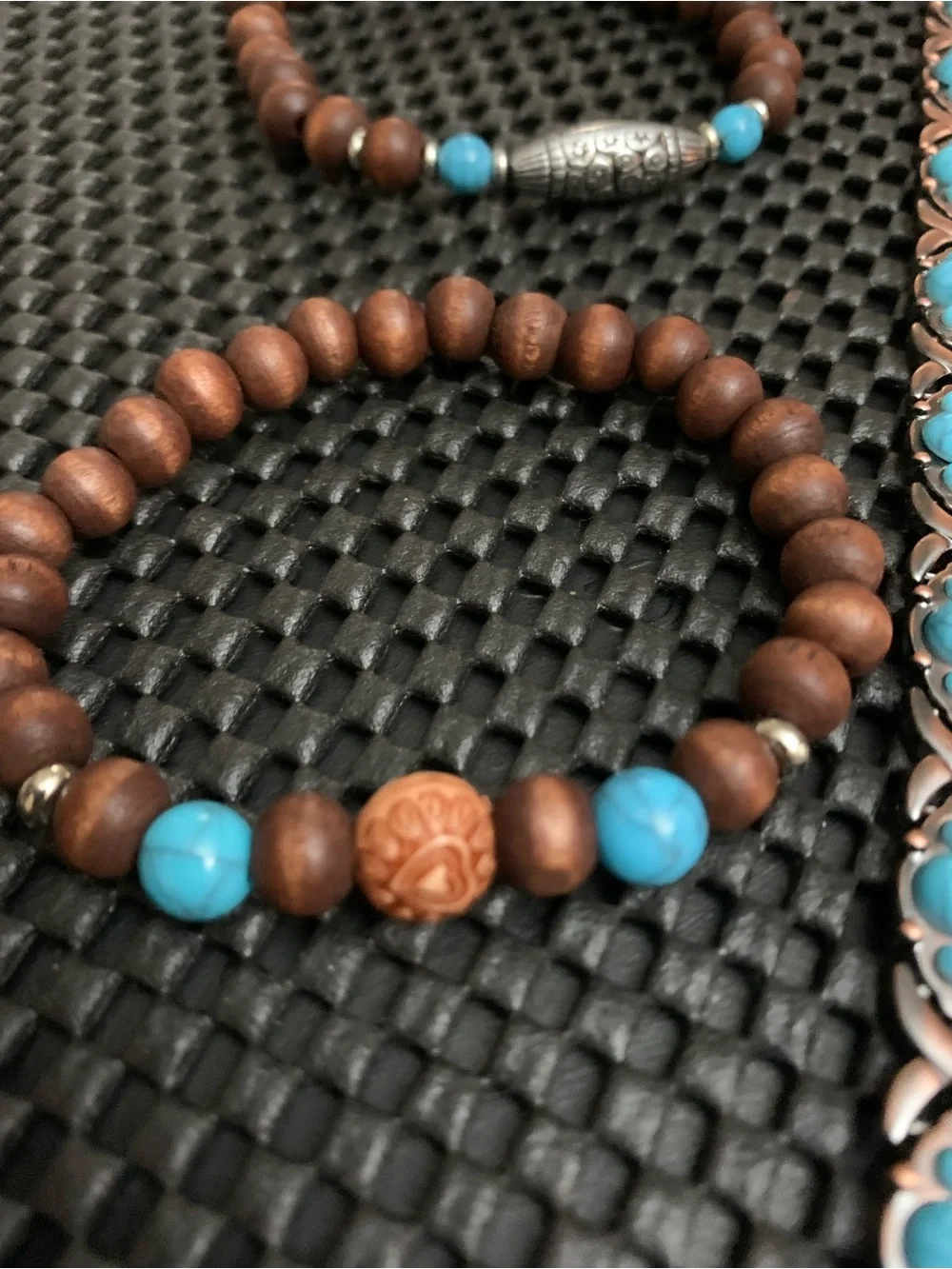 Turquoise Accent Wood Bead Bracelet & Jewelry Set - ALL NEW- BUNDLE!!!!